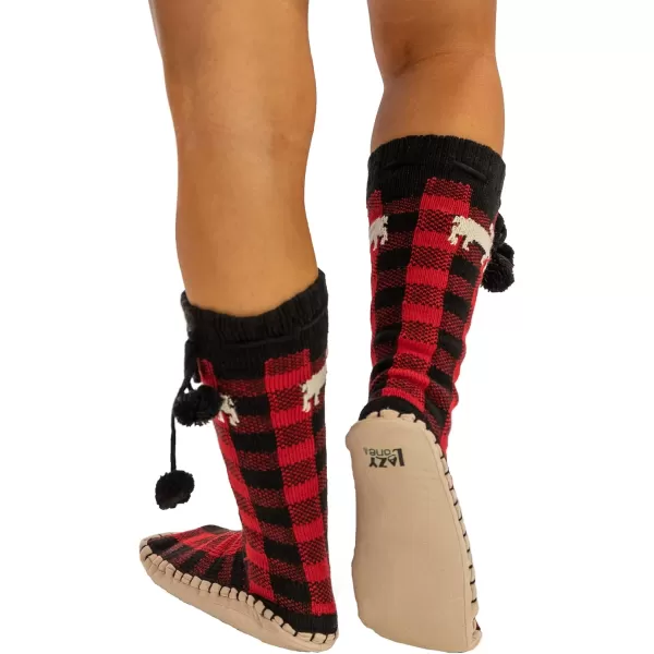 Lazy One Knitted Slipper Socks for Women Cute Womens Clothing Warm CozyMoose Plaid Knitted Slipper Socks