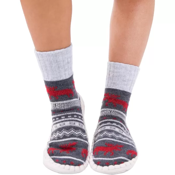 Lazy One Knitted Slippers Cozy Slipper Socks for Women and MenCabin Moose Knitted Slipper Socks