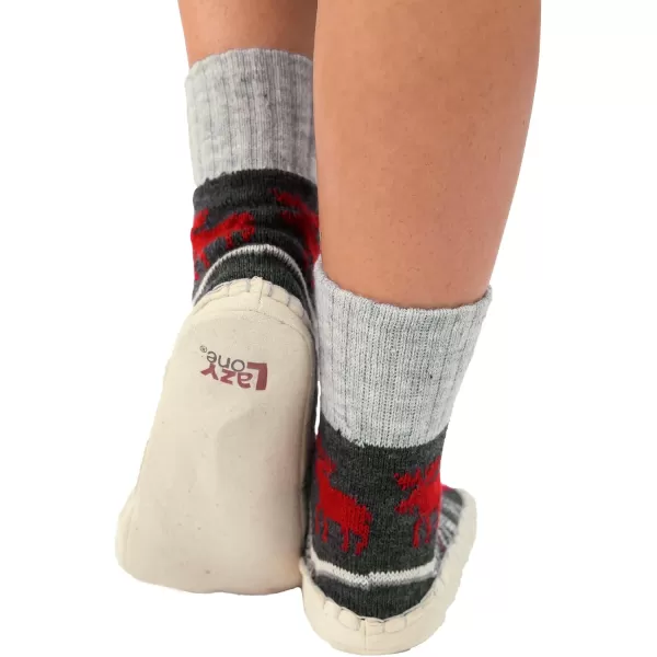 Lazy One Knitted Slippers Cozy Slipper Socks for Women and MenCabin Moose Knitted Slipper Socks