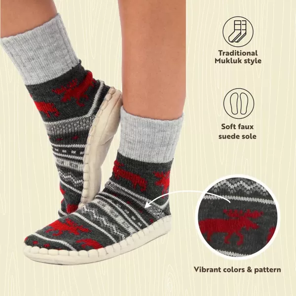 Lazy One Knitted Slippers Cozy Slipper Socks for Women and MenCabin Moose Knitted Slipper Socks