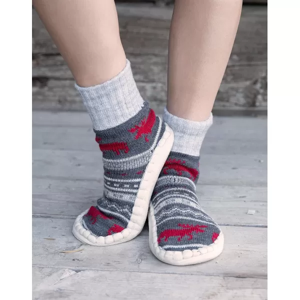 Lazy One Knitted Slippers Cozy Slipper Socks for Women and MenCabin Moose Knitted Slipper Socks