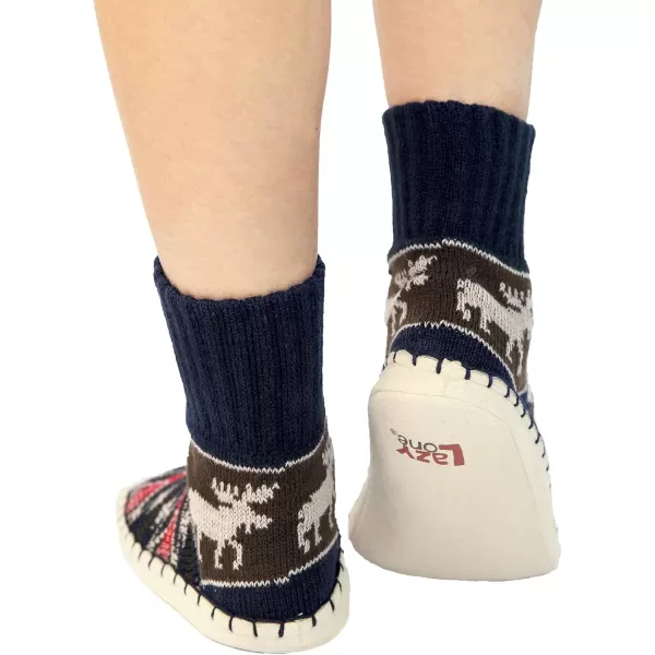 Lazy One Knitted Slippers Cozy Slipper Socks for Women and MenDiamond Fair Isle Knitted Slipper Socks