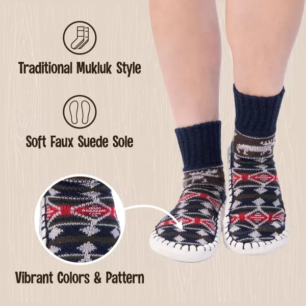 Lazy One Knitted Slippers Cozy Slipper Socks for Women and MenDiamond Fair Isle Knitted Slipper Socks