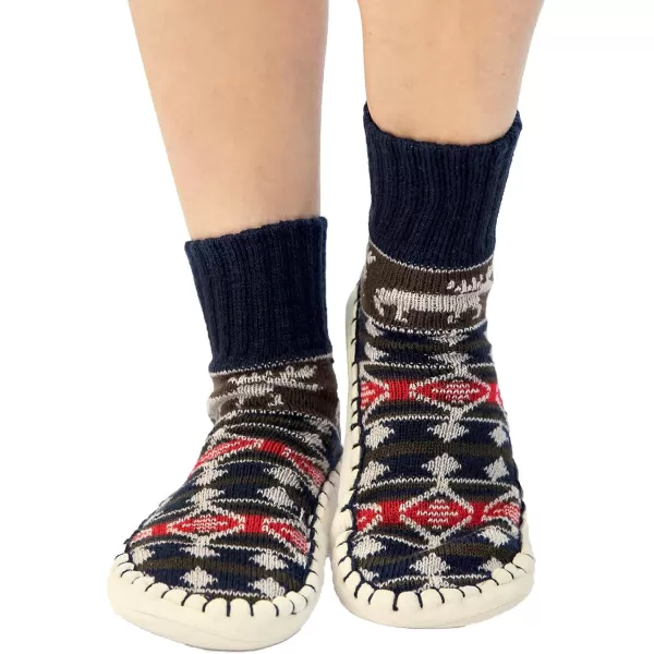 Lazy One Knitted Slippers Cozy Slipper Socks for Women and MenDiamond Fair Isle Knitted Slipper Socks