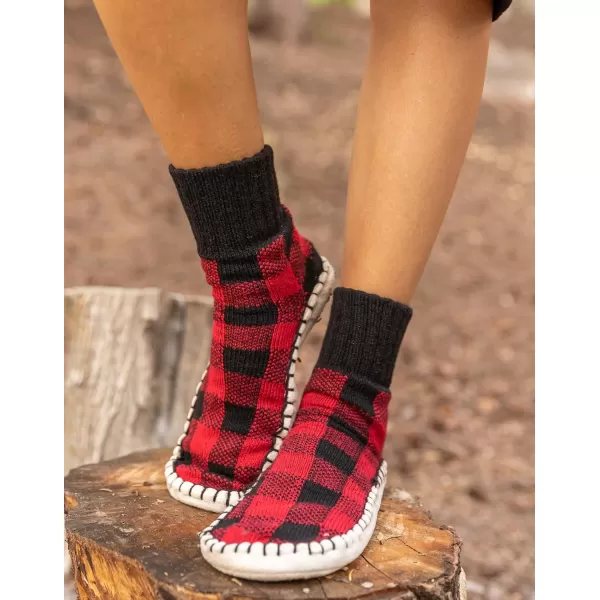 Lazy One Knitted Slippers Cozy Slipper Socks for Women and MenMoose Plaid Knitted Slipper Socks