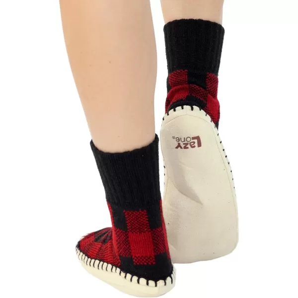 Lazy One Knitted Slippers Cozy Slipper Socks for Women and MenMoose Plaid Knitted Slipper Socks