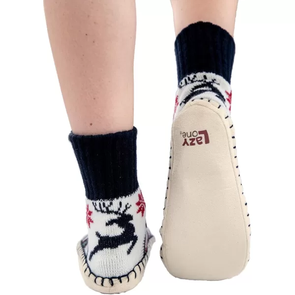 Lazy One Knitted Slippers Cozy Slipper Socks for Women and MenReindeer Fair Isle Knitted Slipper Socks