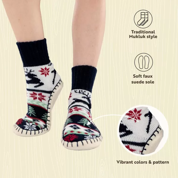 Lazy One Knitted Slippers Cozy Slipper Socks for Women and MenReindeer Fair Isle Knitted Slipper Socks