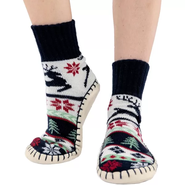 Lazy One Knitted Slippers Cozy Slipper Socks for Women and MenReindeer Fair Isle Knitted Slipper Socks