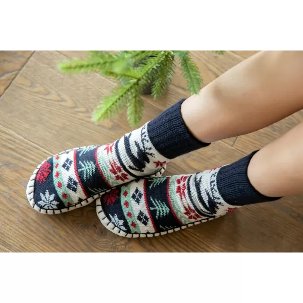 Lazy One Knitted Slippers Cozy Slipper Socks for Women and MenReindeer Fair Isle Knitted Slipper Socks