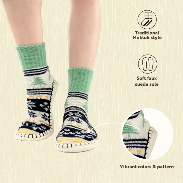 Lazy One Knitted Slippers Cozy Slipper Socks for Women and MenTree Fair Isle Knitted Slipper Socks