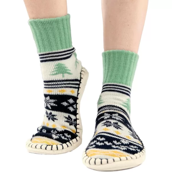 Lazy One Knitted Slippers Cozy Slipper Socks for Women and MenTree Fair Isle Knitted Slipper Socks