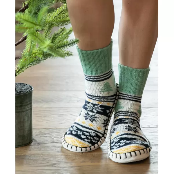 Lazy One Knitted Slippers Cozy Slipper Socks for Women and MenTree Fair Isle Knitted Slipper Socks