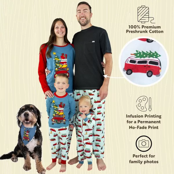 Lazy One Matching Holiday Pajamas for Family Holiday Pajama Sets for Adults Teens Kids Baby and DogChristmas Cars Pajama Sets
