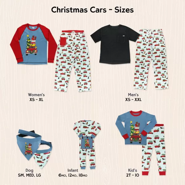 Lazy One Matching Holiday Pajamas for Family Holiday Pajama Sets for Adults Teens Kids Baby and DogChristmas Cars Pajama Sets