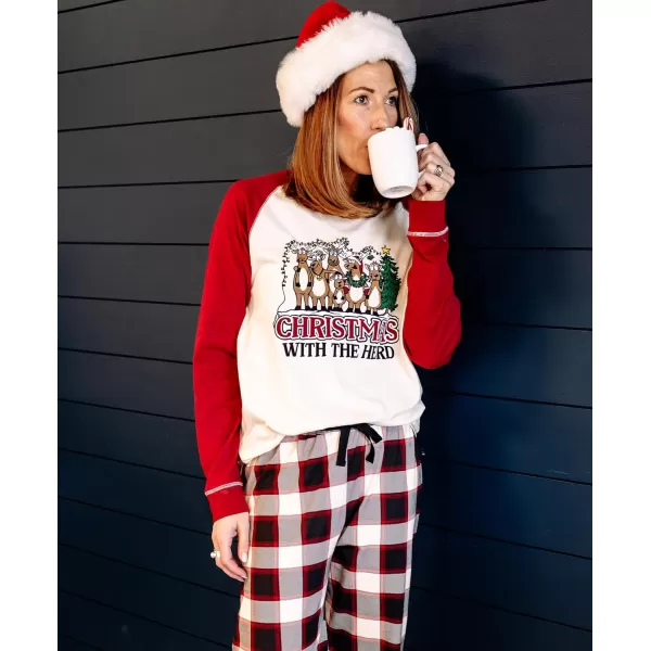 Lazy One Matching Holiday Pajamas for Family Holiday Pajama Sets for Adults Teens Kids Baby and DogChristmas With the Herd Pajama Set