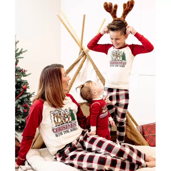 Lazy One Matching Holiday Pajamas for Family Holiday Pajama Sets for Adults Teens Kids Baby and DogChristmas With the Herd Pajama Set
