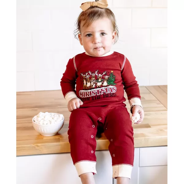 Lazy One Matching Holiday Pajamas for Family Holiday Pajama Sets for Adults Teens Kids Baby and DogChristmas With the Herd Pajama Set