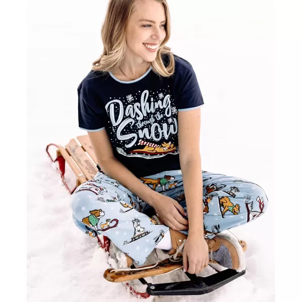 Lazy One Matching Holiday Pajamas for Family Holiday Pajama Sets for Adults Teens Kids Baby and DogDashing Through the Snow Pajama Set
