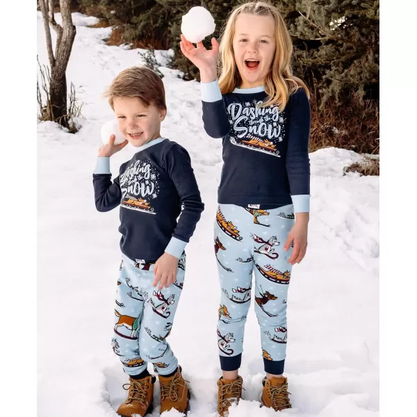 Lazy One Matching Holiday Pajamas for Family Holiday Pajama Sets for Adults Teens Kids Baby and DogDashing Through the Snow Pajama Set