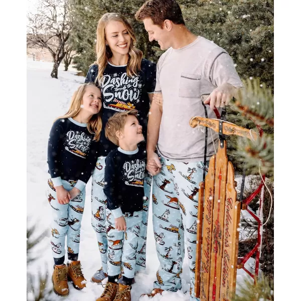 Lazy One Matching Holiday Pajamas for Family Holiday Pajama Sets for Adults Teens Kids Baby and DogDashing Through the Snow Pajama Set