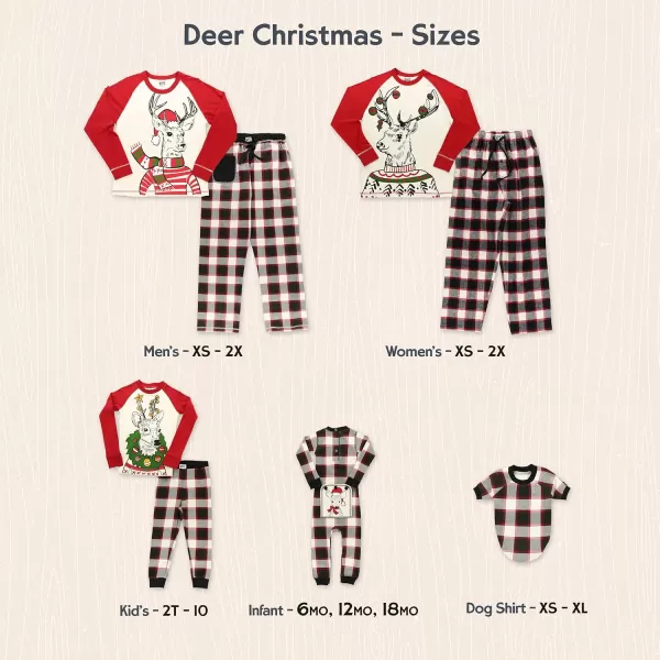 Lazy One Matching Holiday Pajamas for Family Holiday Pajama Sets for Adults Teens Kids Baby and DogDeer Christmas Pajama Sets