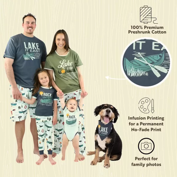 Lazy One Matching Holiday Pajamas for Family Holiday Pajama Sets for Adults Teens Kids Baby and DogLake It Easy Pajama Set