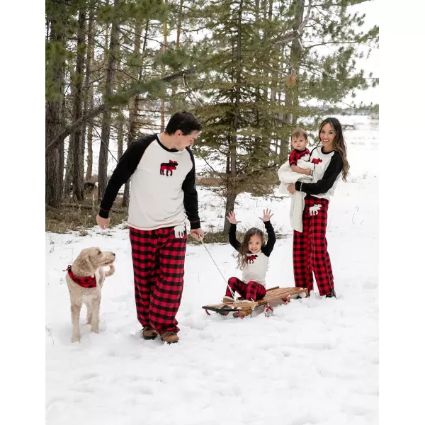 Lazy One Matching Holiday Pajamas for Family Holiday Pajama Sets for Adults Teens Kids Baby and DogMoose Plaid Family Pajamas