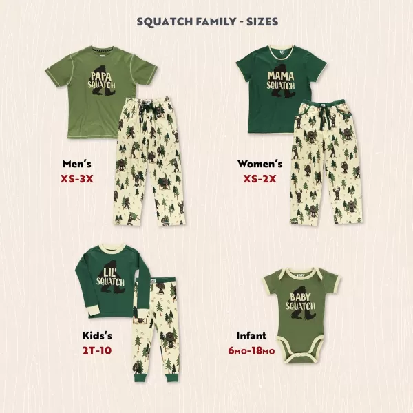 Lazy One Matching Holiday Pajamas for Family Holiday Pajama Sets for Adults Teens Kids Baby and DogSquatch Family Set