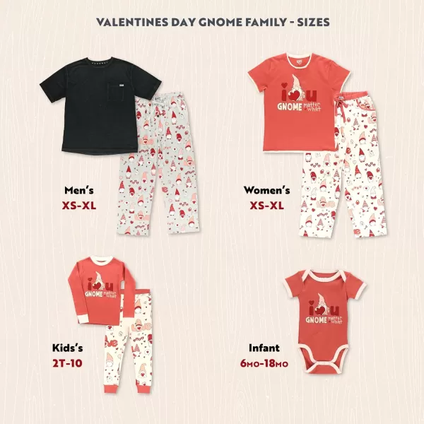 Lazy One Matching Holiday Pajamas for Family Holiday Pajama Sets for Adults Teens Kids Baby and DogValentine Gnome Pajama Sets