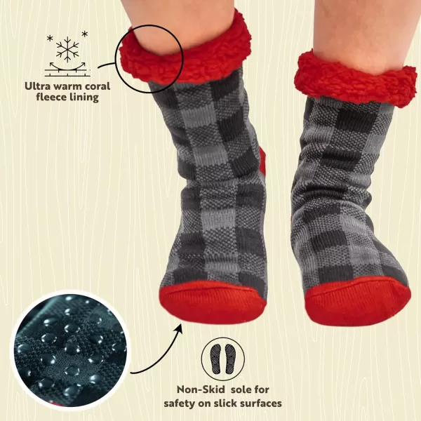 Lazy One Plush Nonskid Socks Fuzzy Socks with Cute Designs for Women Sherpa FleeceLined SocksGrey Plaid Plush Sock