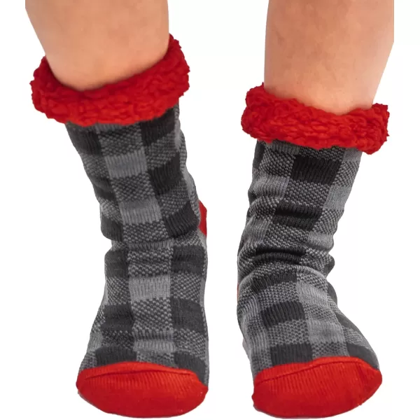 Lazy One Plush Nonskid Socks Fuzzy Socks with Cute Designs for Women Sherpa FleeceLined SocksGrey Plaid Plush Sock
