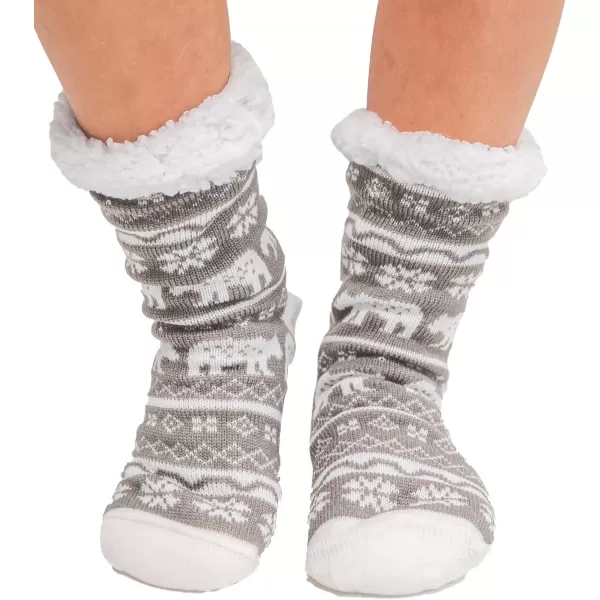 Lazy One Plush Nonskid Socks Fuzzy Socks with Cute Designs for Women Sherpa FleeceLined SocksNordic Bear Plush Sock