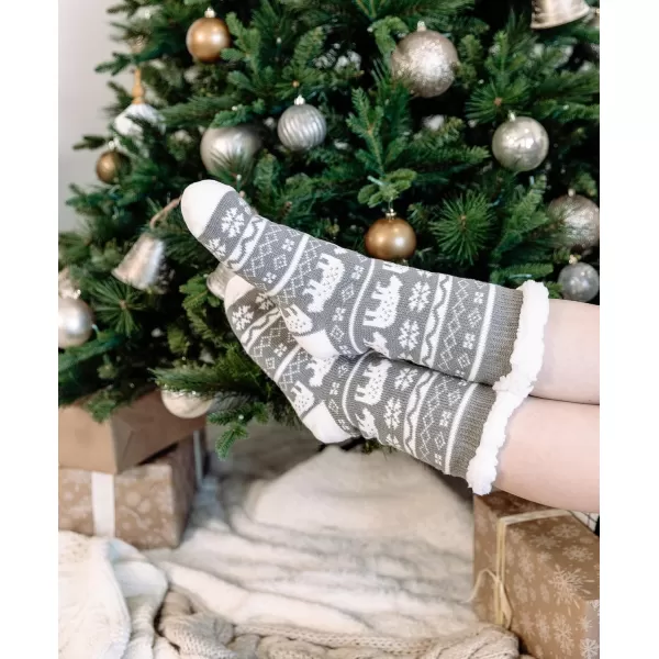 Lazy One Plush Nonskid Socks Fuzzy Socks with Cute Designs for Women Sherpa FleeceLined SocksNordic Bear Plush Sock