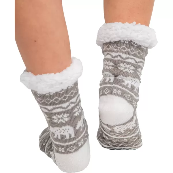 Lazy One Plush Nonskid Socks Fuzzy Socks with Cute Designs for Women Sherpa FleeceLined SocksNordic Bear Plush Sock