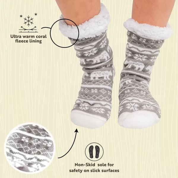 Lazy One Plush Nonskid Socks Fuzzy Socks with Cute Designs for Women Sherpa FleeceLined SocksNordic Bear Plush Sock