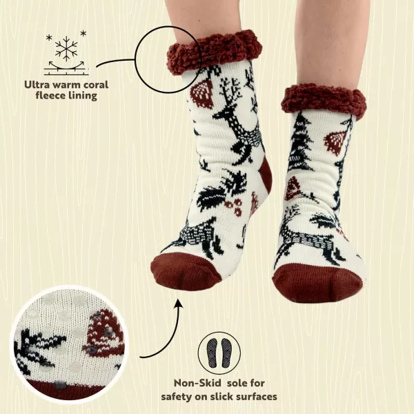 Lazy One Plush Nonskid Socks Fuzzy Socks with Cute Designs for Women Sherpa FleeceLined SocksSilent Night Plush Sock