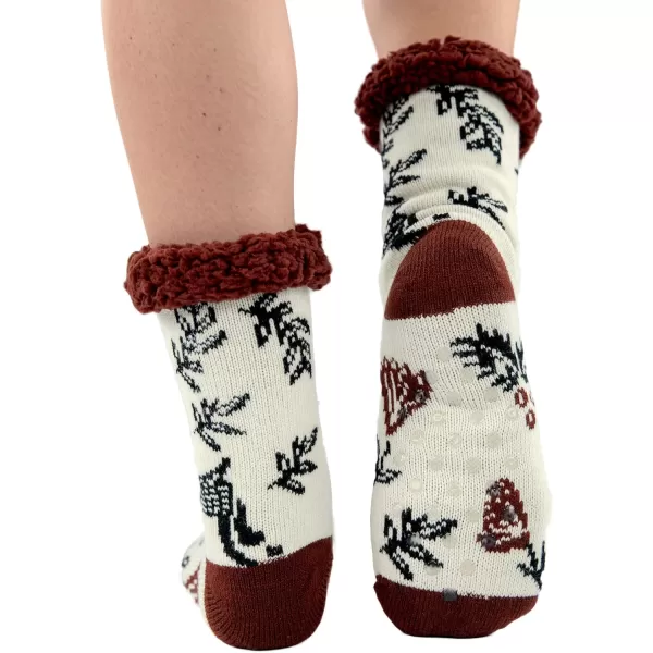 Lazy One Plush Nonskid Socks Fuzzy Socks with Cute Designs for Women Sherpa FleeceLined SocksSilent Night Plush Sock