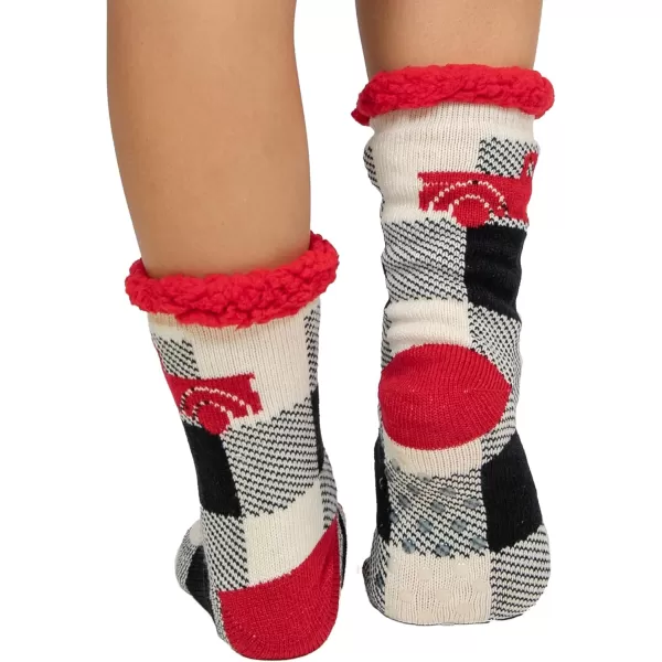Lazy One Plush Nonskid Socks Fuzzy Socks with Cute Designs for Women Sherpa FleeceLined SocksTruck Plaid Plush Sock
