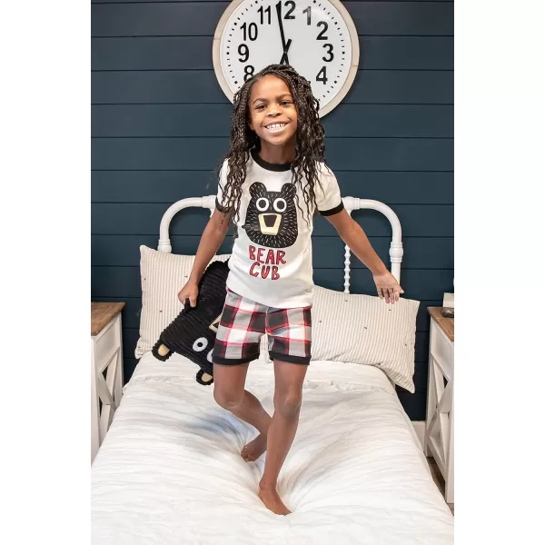 Lazy One ShortSleeved Summer Pajama Set for Girls and Boys Kid Pajama SetBear Cub