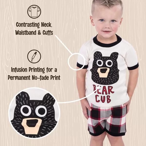 Lazy One ShortSleeved Summer Pajama Set for Girls and Boys Kid Pajama SetBear Cub