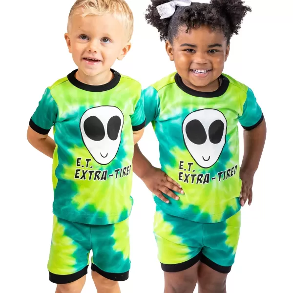 Lazy One ShortSleeved Summer Pajama Set for Girls and Boys Kid Pajama SetExtra Tired