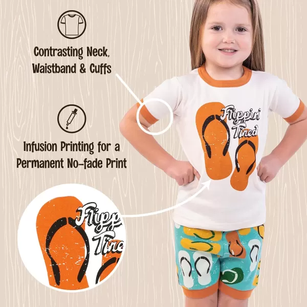 Lazy One ShortSleeved Summer Pajama Set for Girls and Boys Kid Pajama SetFlip Flop