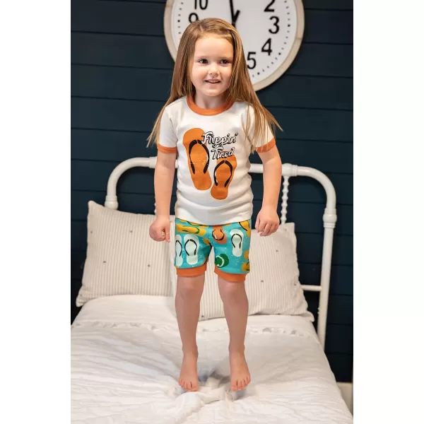 Lazy One ShortSleeved Summer Pajama Set for Girls and Boys Kid Pajama SetFlip Flop