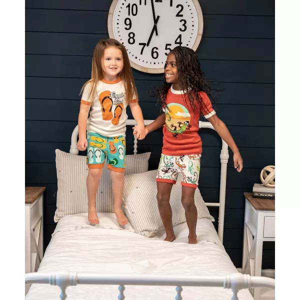 Lazy One ShortSleeved Summer Pajama Set for Girls and Boys Kid Pajama SetGecko