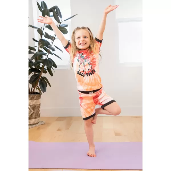 Lazy One ShortSleeved Summer Pajama Set for Girls and Boys Kid Pajama SetGood Vibes Moose