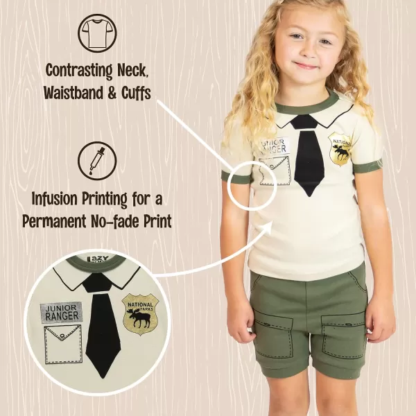Lazy One ShortSleeved Summer Pajama Set for Girls and Boys Kid Pajama SetJunior Ranger