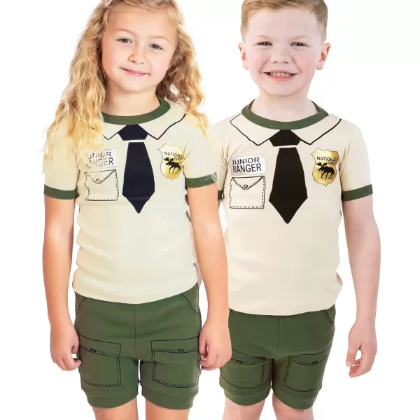 Lazy One ShortSleeved Summer Pajama Set for Girls and Boys Kid Pajama SetJunior Ranger