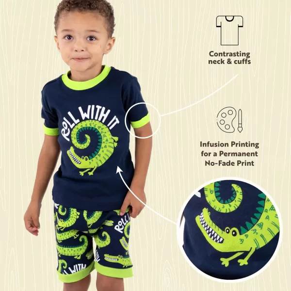 Lazy One ShortSleeved Summer Pajama Set for Girls and Boys Kid Pajama SetRoll With It