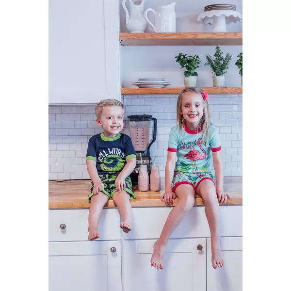 Lazy One ShortSleeved Summer Pajama Set for Girls and Boys Kid Pajama SetRoll With It